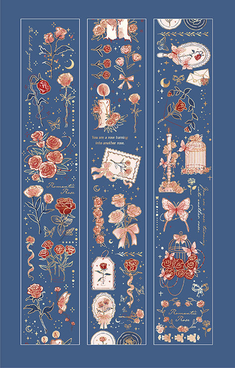 NEW PET 1 Roll Embossed Gilding Tape Star River Rose Style Pretty Stickers 100CM