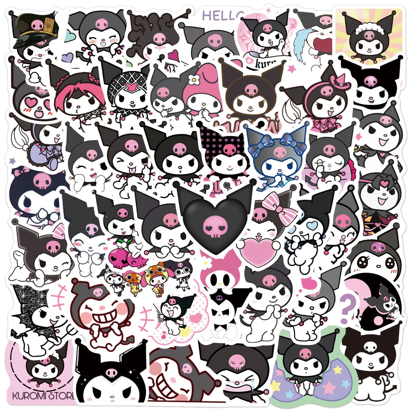 Cute Sanrio Animal Kuromi Style Stickers PVC Waterproof Anime Sticker For Woman For Kids Baby Girls Students Skateboard Car Hyederoflas For Young Children