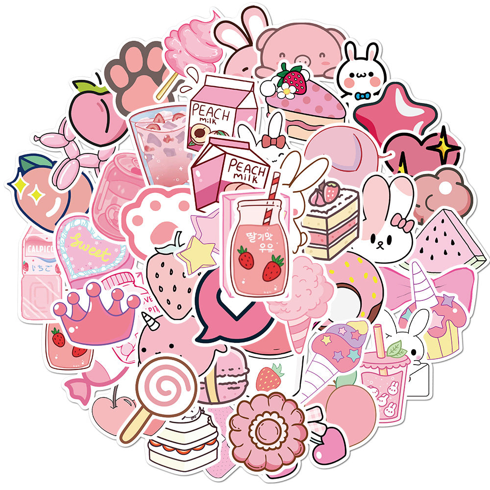 Cute Cartoon Pink Girl Style Stickers PVC Waterproof Anime Sticker