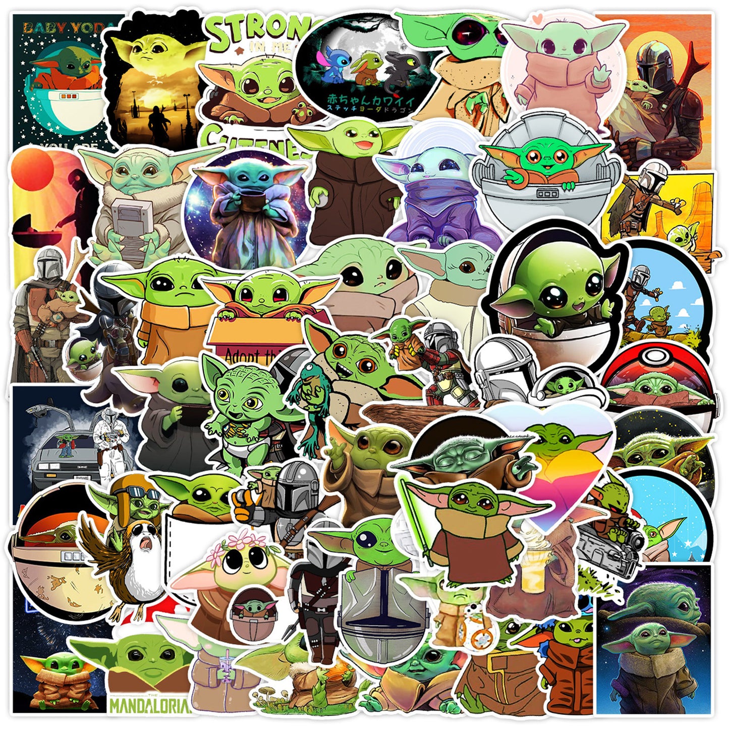 Super Sale! Cute Anime Cartoon Baby Yoda Stickers PVC Waterproof Anime Sticker For Woman For Kids Baby Girls Students Skateboard Car Hyederoflas For Young Children