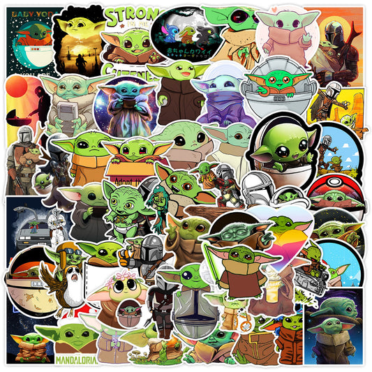 Super Sale! Cute Anime Cartoon Baby Yoda Stickers PVC Waterproof Anime Sticker For Woman For Kids Baby Girls Students Skateboard Car Hyederoflas For Young Children
