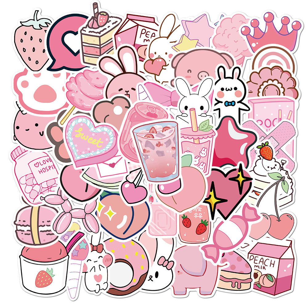 Cute Cartoon Pink Girl Style Stickers PVC Waterproof Anime Sticker