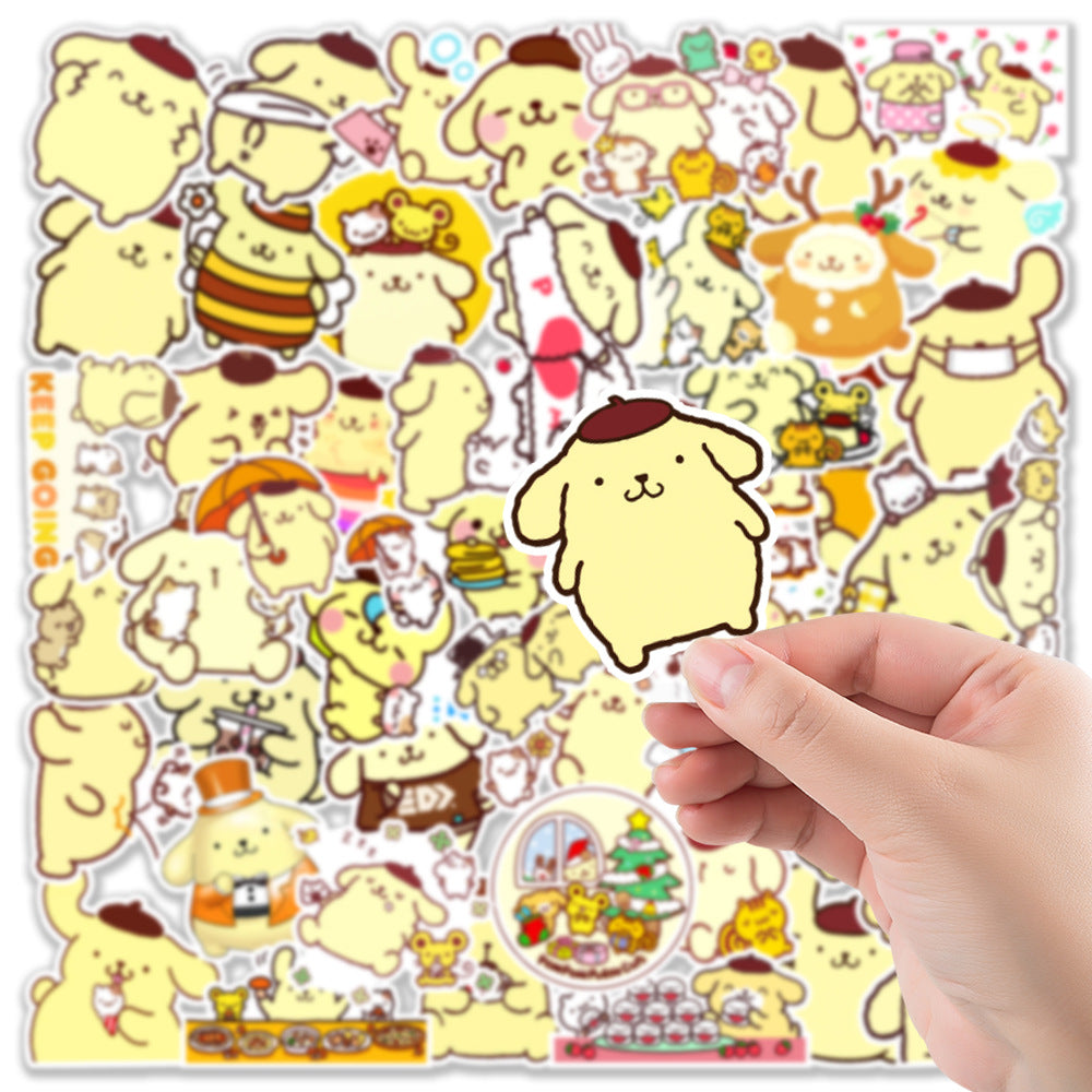 Cute Sanrio Cartoon Animal Pompom Stickers PVC Waterproof Anime Sticker For Woman For Kids Baby Girls Students Skateboard Car Hyederoflas For Young Children