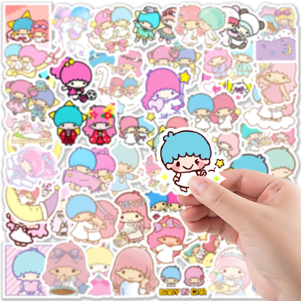Cute Sanrio Cartoon Animal Twin Star Stickers PVC Waterproof Anime Sticker For Woman For Kids Baby Girls Students Skateboard Car Hyederoflas For Young Children