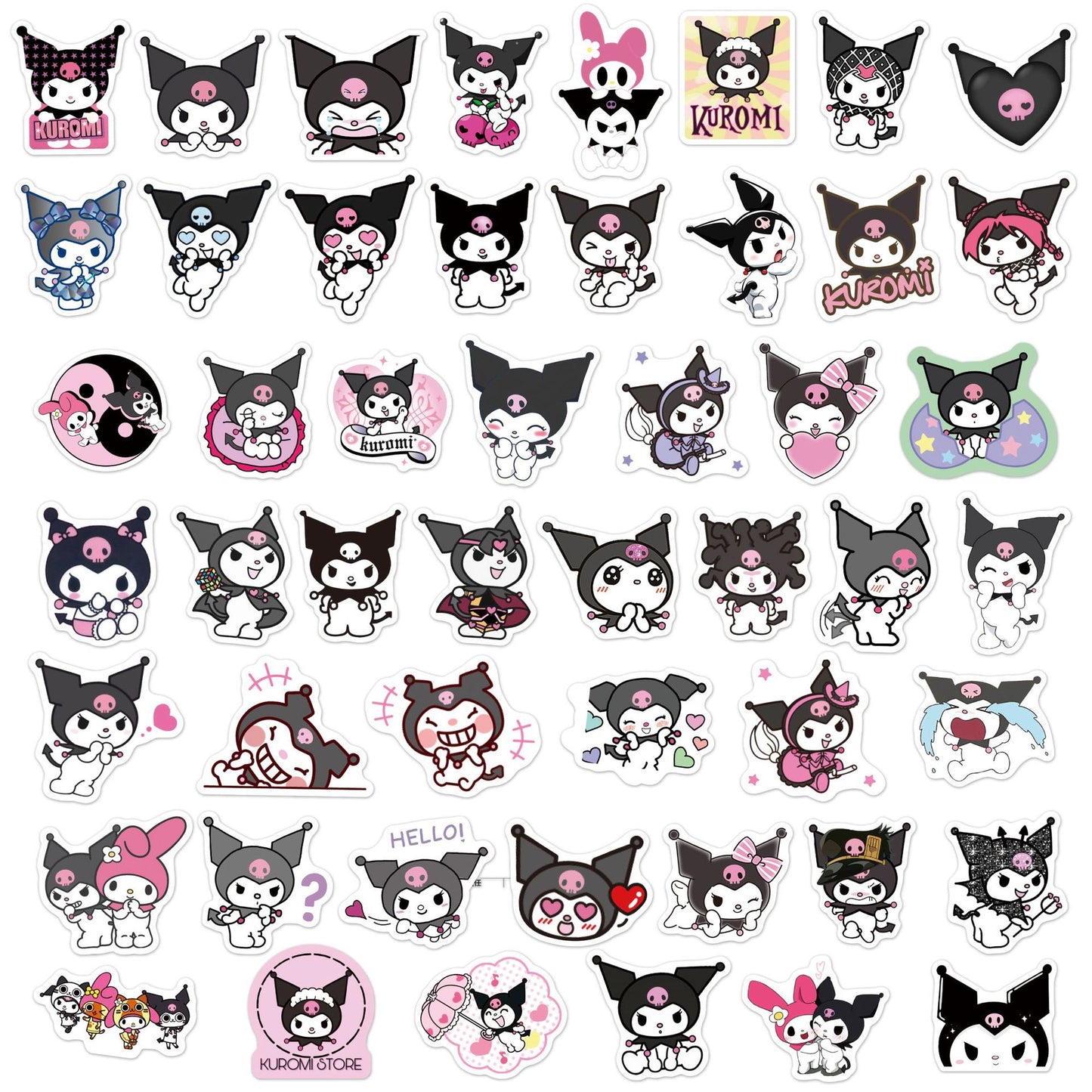 Cute Sanrio Animal Kuromi Style Stickers PVC Waterproof Anime Sticker For Woman For Kids Baby Girls Students Skateboard Car Hyederoflas For Young Children