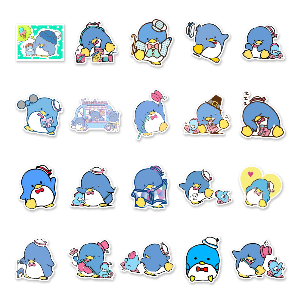 Cute Sanrio Cartoon Animal TuxedoSam Stickers Blue Penguin Sticker PVC Waterproof Anime Sticker For Woman For Kids Baby Girls Students Skateboard Car Hyederoflas For Young Children