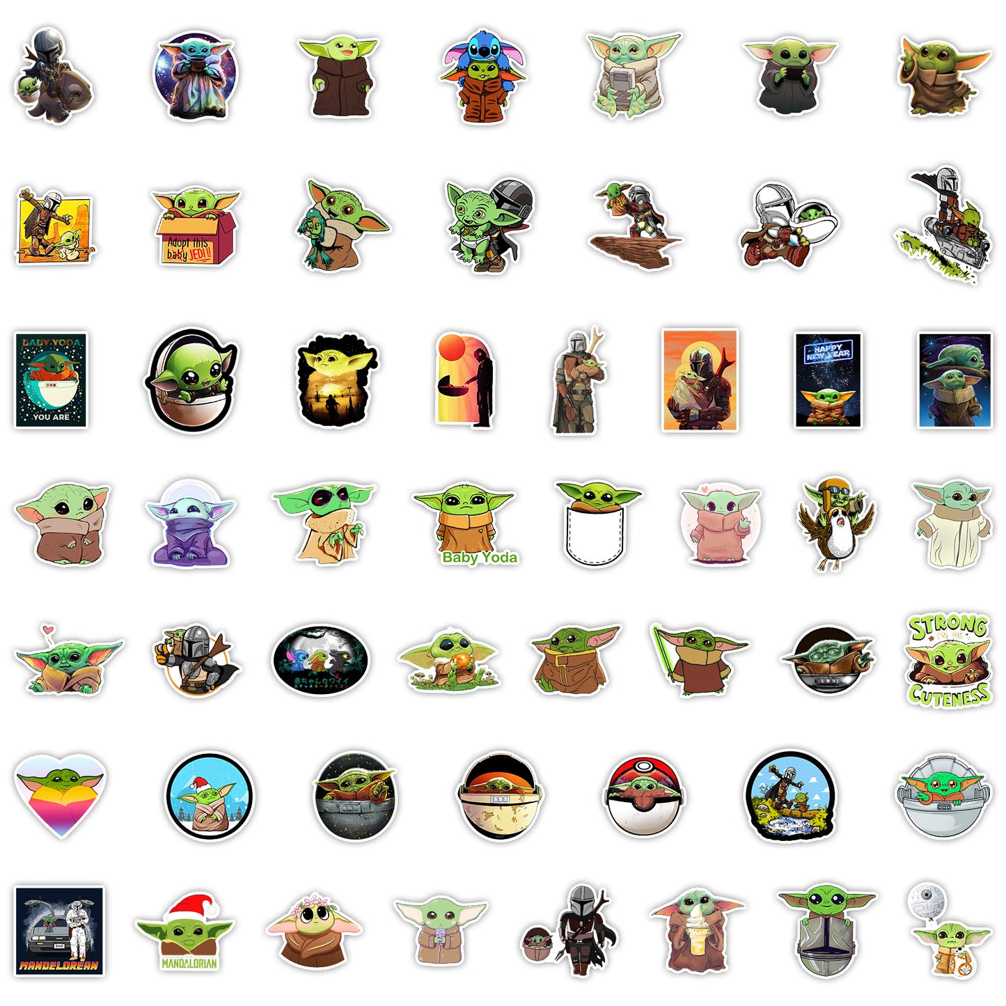 Super Sale! Cute Anime Cartoon Baby Yoda Stickers PVC Waterproof Anime Sticker For Woman For Kids Baby Girls Students Skateboard Car Hyederoflas For Young Children