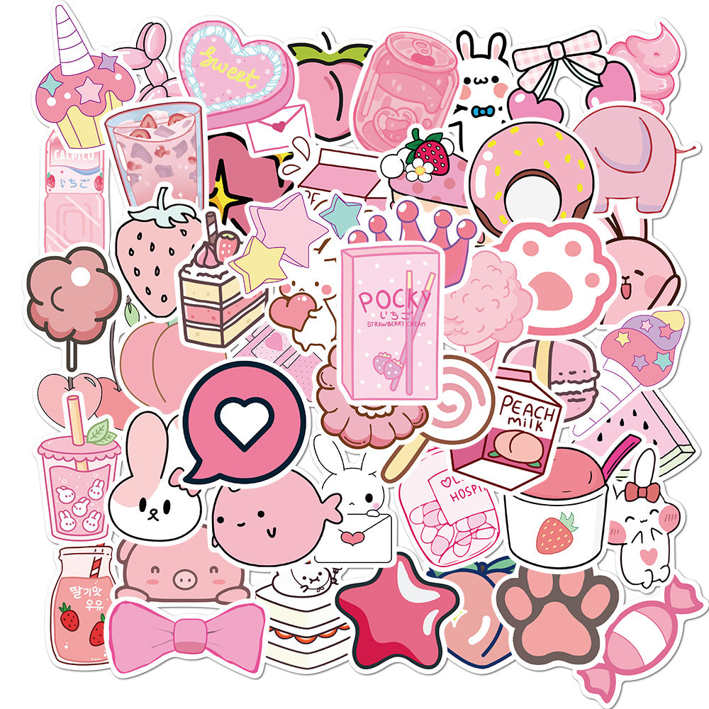 Cute Cartoon Pink Girl Style Stickers PVC Waterproof Anime Sticker