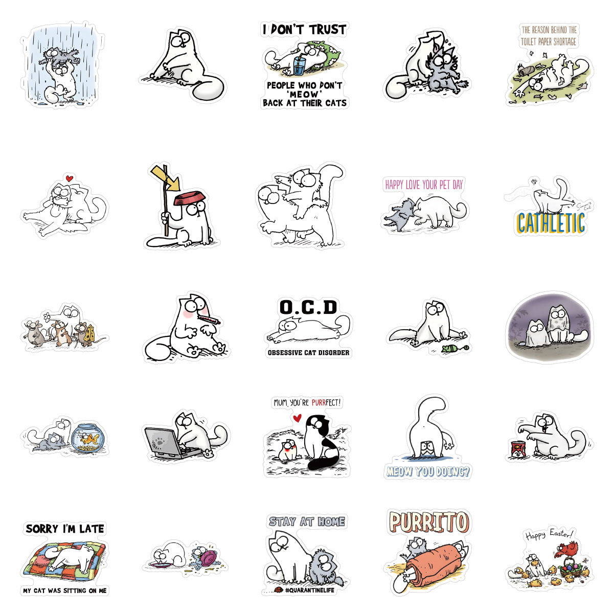 Cute Cartoon Simon's Cat Stickers