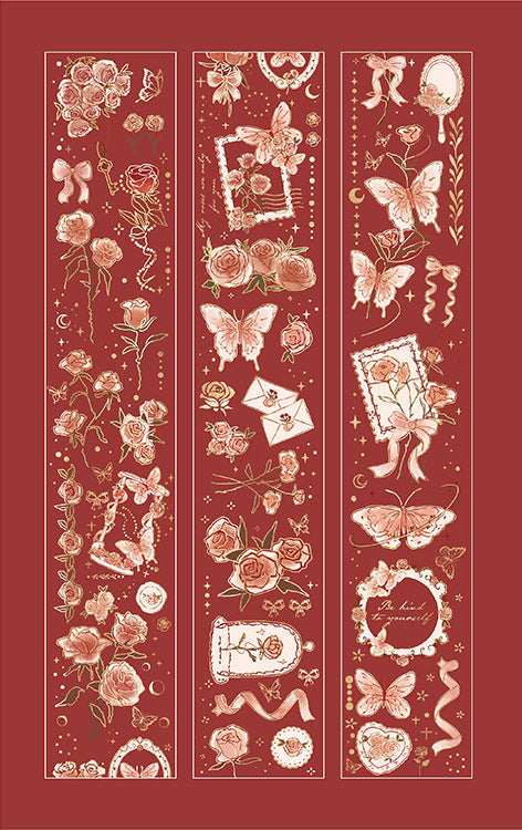 NEW PET 1 Roll Embossed Gilding Tape Star River Rose Style Pretty Stickers 100CM