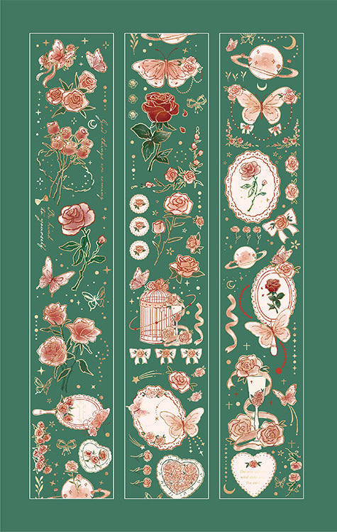 NEW PET 1 Roll Embossed Gilding Tape Star River Rose Style Pretty Stickers 100CM