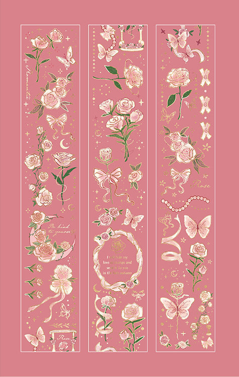 NEW PET 1 Roll Embossed Gilding Tape Star River Rose Style Pretty Stickers 100CM