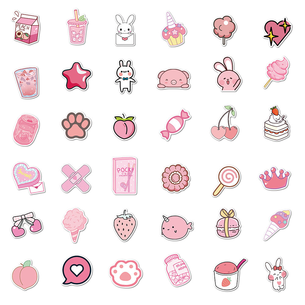 Cute Cartoon Pink Girl Style Stickers PVC Waterproof Anime Sticker