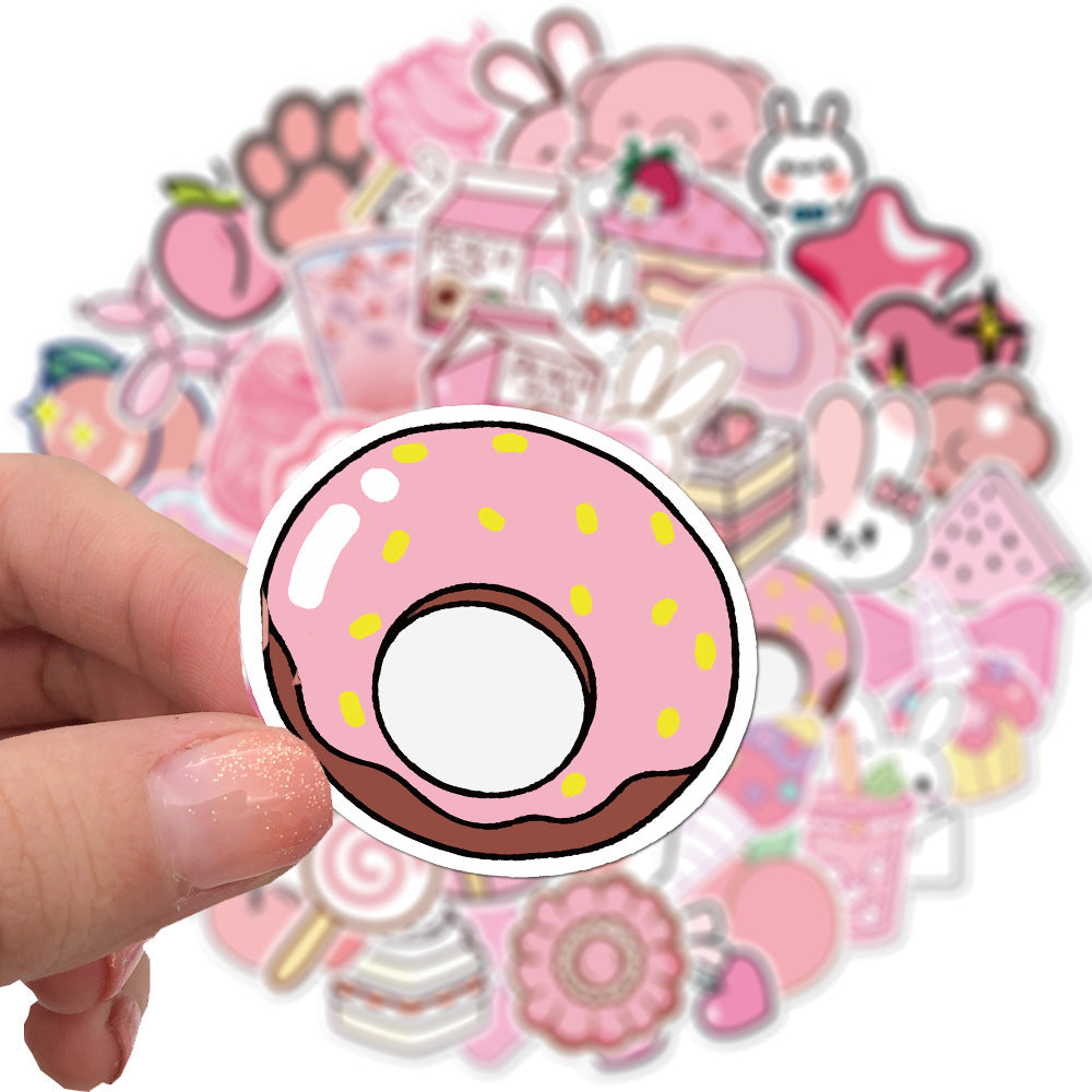 Cute Cartoon Pink Girl Style Stickers PVC Waterproof Anime Sticker