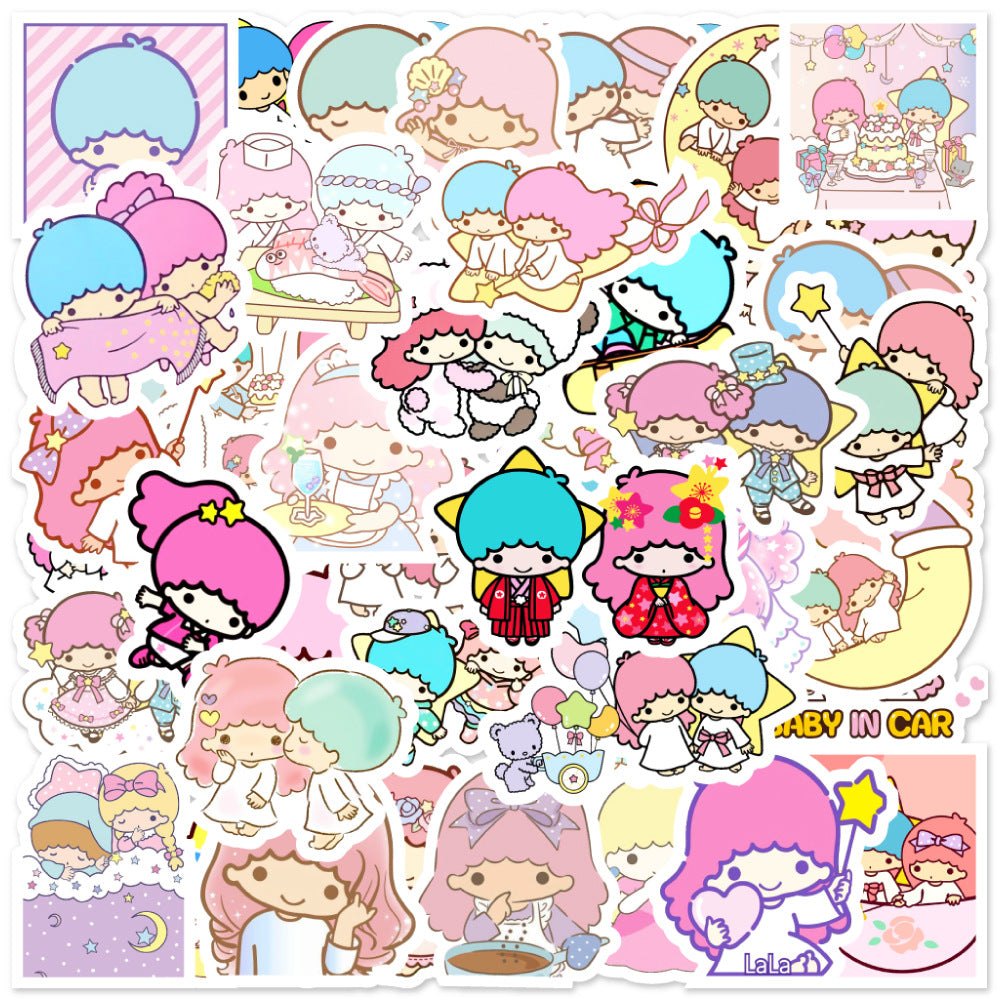 Cute Sanrio Cartoon Animal Twin Star Stickers PVC Waterproof Anime Sticker For Woman For Kids Baby Girls Students Skateboard Car Hyederoflas For Young Children