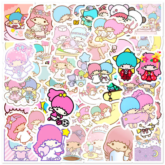 Cute Sanrio Cartoon Animal Twin Star Stickers PVC Waterproof Anime Sticker For Woman For Kids Baby Girls Students Skateboard Car Hyederoflas For Young Children