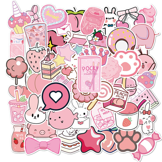 Cute Cartoon Pink Girl Style Stickers PVC Waterproof Anime Sticker